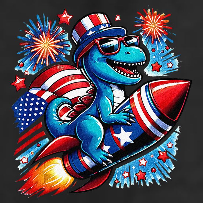 Funny Dinosaur Firecracker 4th Of July Patriotic Dino Trucker Hat