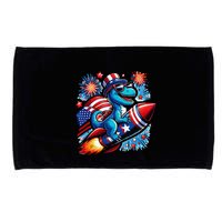 Funny Dinosaur Firecracker 4th Of July Patriotic Dino Microfiber Hand Towel