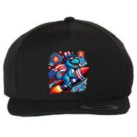 Funny Dinosaur Firecracker 4th Of July Patriotic Dino Wool Snapback Cap