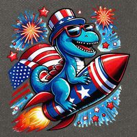 Funny Dinosaur Firecracker 4th Of July Patriotic Dino Cotton Canvas Backpack