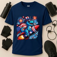 Funny Dinosaur Firecracker 4th Of July Patriotic Dino Performance Shirt