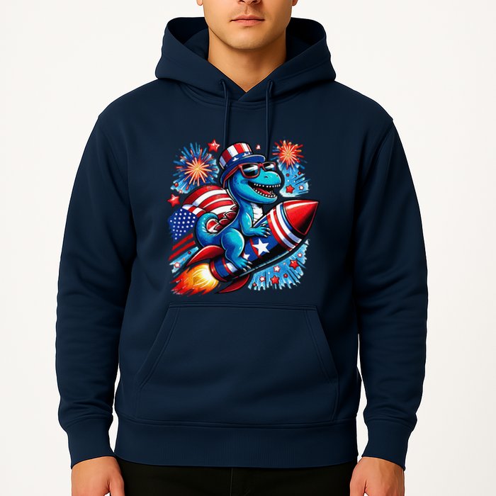 Funny Dinosaur Firecracker 4th Of July Patriotic Dino Hoodie