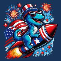 Funny Dinosaur Firecracker 4th Of July Patriotic Dino Apron