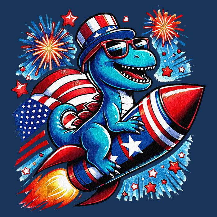 Funny Dinosaur Firecracker 4th Of July Patriotic Dino Apron