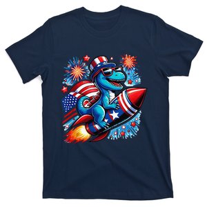 Funny Dinosaur Firecracker 4th Of July Patriotic Dino T-Shirt