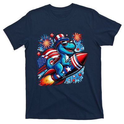 Funny Dinosaur Firecracker 4th Of July Patriotic Dino T-Shirt