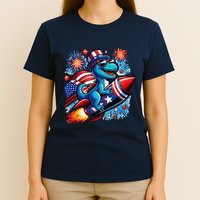 Funny Dinosaur Firecracker 4th Of July Patriotic Dino T-Shirt