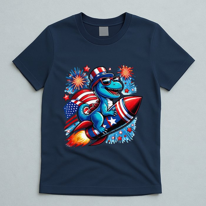 Funny Dinosaur Firecracker 4th Of July Patriotic Dino T-Shirt