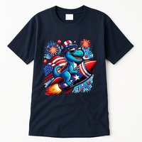Funny Dinosaur Firecracker 4th Of July Patriotic Dino Tall T-Shirt