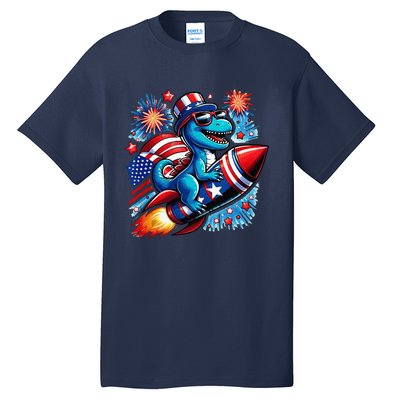 Funny Dinosaur Firecracker 4th Of July Patriotic Dino Tall T-Shirt