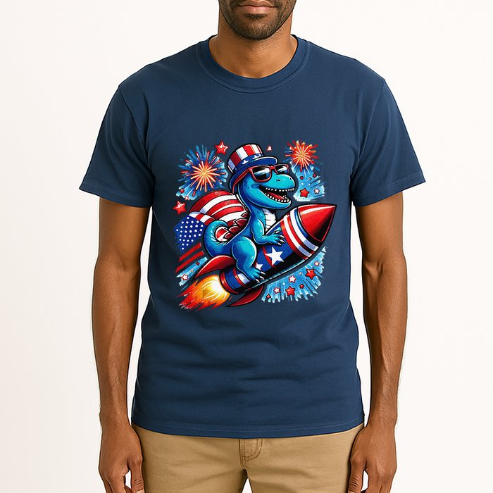 Funny Dinosaur Firecracker 4th Of July Patriotic Dino Tall T-Shirt