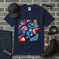 Funny Dinosaur Firecracker 4th Of July Patriotic Dino Tall T-Shirt