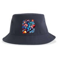 Funny Dinosaur Firecracker 4th Of July Patriotic Dino Sustainable Bucket Hat