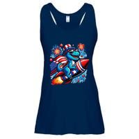 Funny Dinosaur Firecracker 4th Of July Patriotic Dino Ladies Essential Flowy Tank