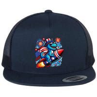 Funny Dinosaur Firecracker 4th Of July Patriotic Dino Flatbill Hat