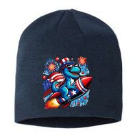 Funny Dinosaur Firecracker 4th Of July Patriotic Dino Sustainable Beanie