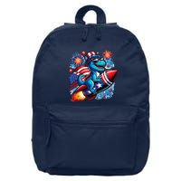 Funny Dinosaur Firecracker 4th Of July Patriotic Dino 16 in Basic Backpack