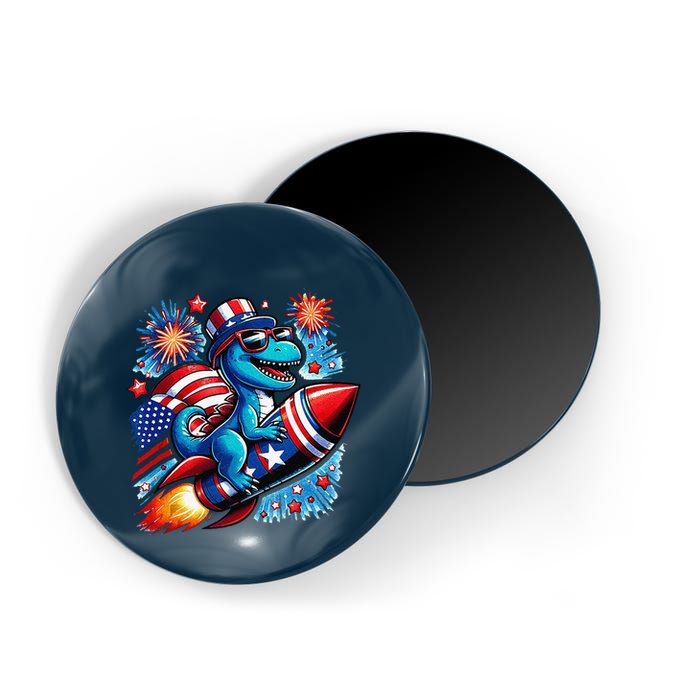 Funny Dinosaur Firecracker 4th Of July Patriotic Dino Magnet