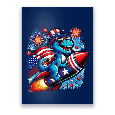 Funny Dinosaur Firecracker 4th Of July Patriotic Dino Poster