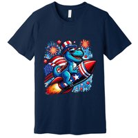 Funny Dinosaur Firecracker 4th Of July Patriotic Dino Premium T-Shirt