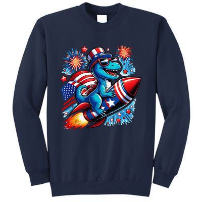 Funny Dinosaur Firecracker 4th Of July Patriotic Dino Tall Sweatshirt