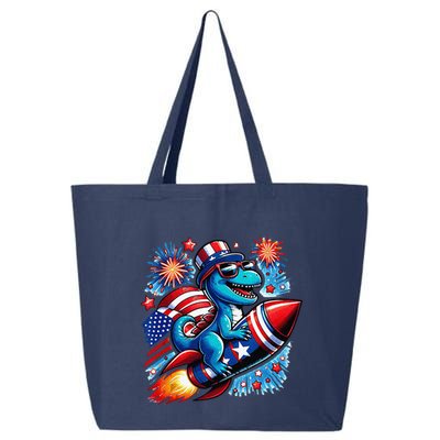 Funny Dinosaur Firecracker 4th Of July Patriotic Dino 25L Jumbo Tote
