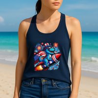 Funny Dinosaur Firecracker 4th Of July Patriotic Dino Womens Tank Top