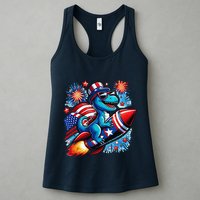 Funny Dinosaur Firecracker 4th Of July Patriotic Dino Womens Tank Top