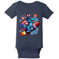 Funny Dinosaur Firecracker 4th Of July Patriotic Dino Baby Bodysuit