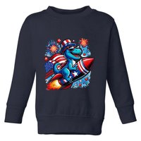 Funny Dinosaur Firecracker 4th Of July Patriotic Dino Toddler Sweatshirt