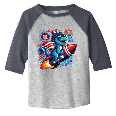 Funny Dinosaur Firecracker 4th Of July Patriotic Dino Toddler Fine Jersey T-Shirt
