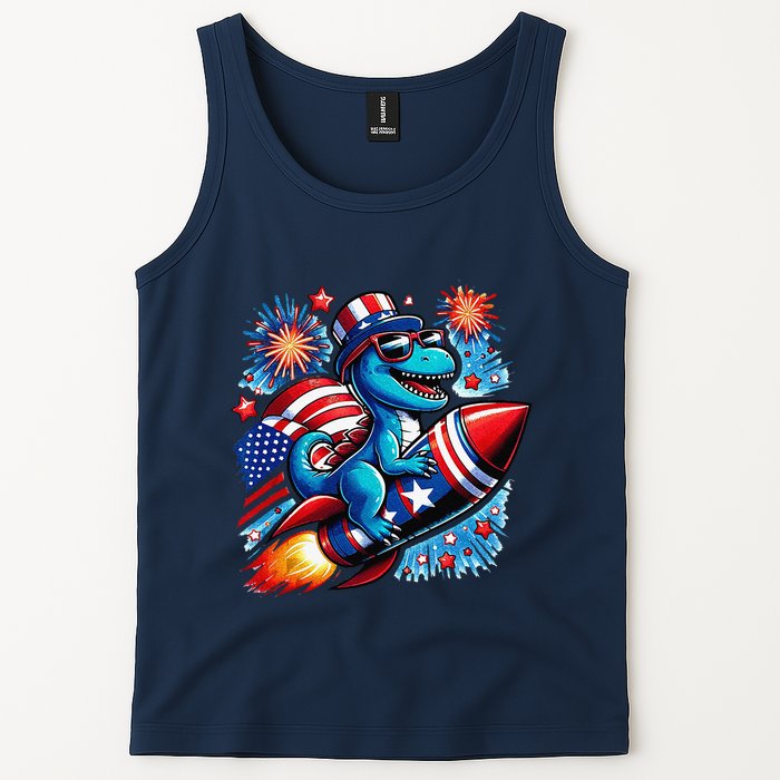 Funny Dinosaur Firecracker 4th Of July Patriotic Dino Tank Top