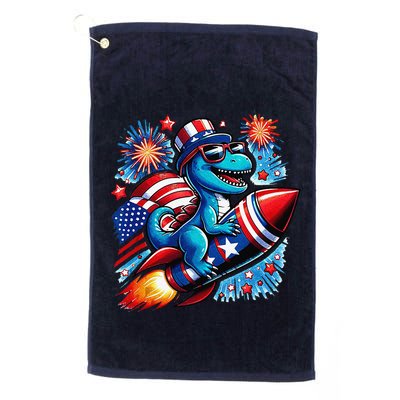 Funny Dinosaur Firecracker 4th Of July Patriotic Dino Golf Towel