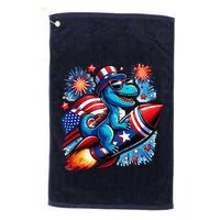 Funny Dinosaur Firecracker 4th Of July Patriotic Dino Golf Towel