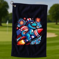 Funny Dinosaur Firecracker 4th Of July Patriotic Dino Golf Towel