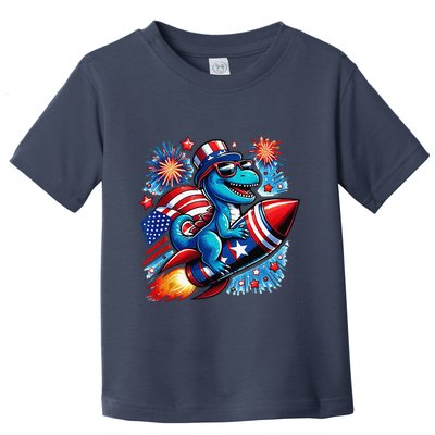 Funny Dinosaur Firecracker 4th Of July Patriotic Dino Toddler T-Shirt
