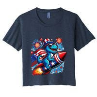 Funny Dinosaur Firecracker 4th Of July Patriotic Dino Crop Top