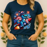 Funny Dinosaur Firecracker 4th Of July Patriotic Dino Womens T-Shirt