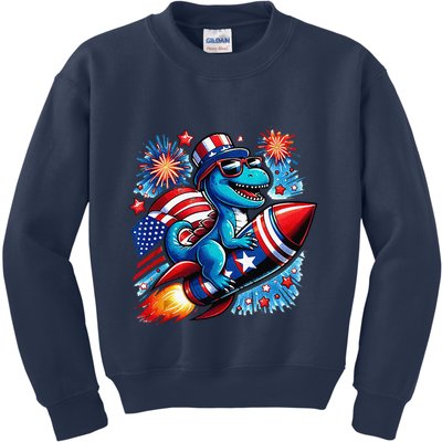 Funny Dinosaur Firecracker 4th Of July Patriotic Dino Kids Sweatshirt