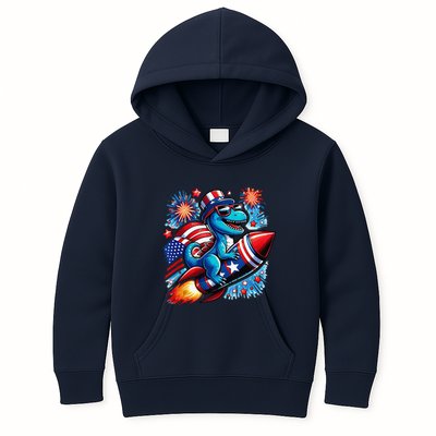 Funny Dinosaur Firecracker 4th Of July Patriotic Dino Kids Hoodie