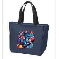 Funny Dinosaur Firecracker 4th Of July Patriotic Dino Zip Tote Bag