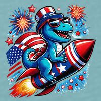 Funny Dinosaur Firecracker 4th Of July Patriotic Dino Sueded Cloud Jersey T-Shirt