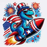 Funny Dinosaur Firecracker 4th Of July Patriotic Dino Garment-Dyed Sweatshirt