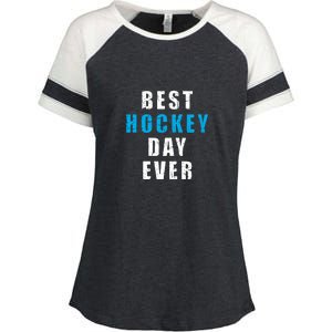 Father's Day Funny BEST HOCKEY DAY EVER Gift Enza Ladies Jersey Colorblock Tee