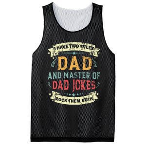 Fathers Day From Daughter Master of Dad Jokes Funny Dad Mesh Reversible Basketball Jersey Tank