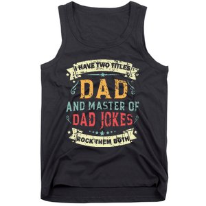 Fathers Day From Daughter Master of Dad Jokes Funny Dad Tank Top