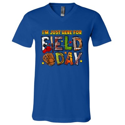 Field Day Funny For Teacher Happy Field Day 2024 V-Neck T-Shirt