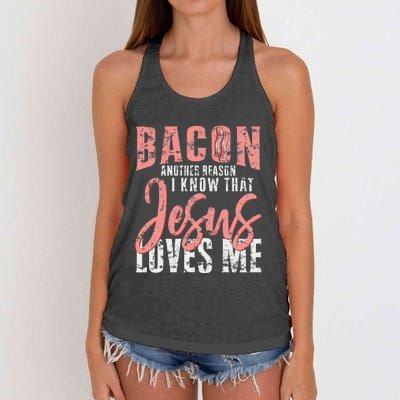 Funny Design For Bacon Lovers Jesus Christian Women's Knotted Racerback Tank