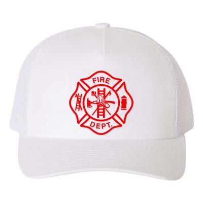 Fire Departt Fire Firefighter Emblem Yupoong Adult 5-Panel Trucker Hat