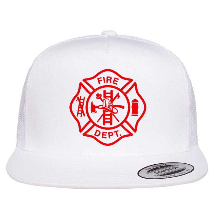 Fire Departt Fire Firefighter Emblem Flat Bill Trucker Hat